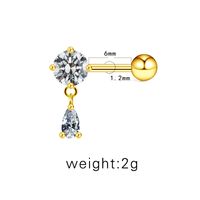 1 Piece Casual Simple Style Animal Heart Shape Inlay Stainless Steel Copper Rhinestones Zircon White Gold Plated Cartilage Earrings sku image 19