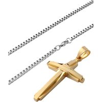 Fashion Cross Titanium Steel Polishing Pendant Necklace 1 Piece sku image 2
