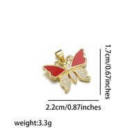 Simple Style Heart Shape Butterfly Bird Copper Inlay Rhinestones 18k Gold Plated Charms sku image 6