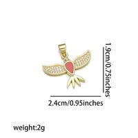 Simple Style Heart Shape Butterfly Bird Copper Inlay Rhinestones 18k Gold Plated Charms sku image 2