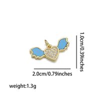 Simple Style Heart Shape Butterfly Bird Copper Inlay Rhinestones 18k Gold Plated Charms sku image 3