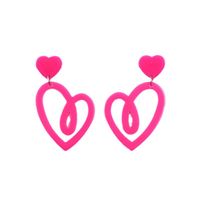 1 Pair Sweet Geometric Heart Shape Spray Paint Arylic Drop Earrings main image 4