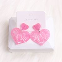 1 Paire Sucré Géométrique Forme De Cœur Peinture En Aérosol Arylique Boucles D'oreilles sku image 2