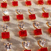 1 Pair Elegant Sweet Geometric Heart Shape Plating Inlay Brass Zircon Drop Earrings main image 1