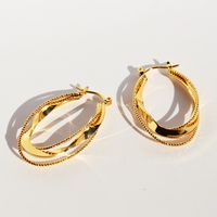 1 Pair Simple Style Geometric Solid Color Plating Brass Hoop Earrings sku image 1