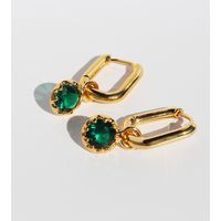 1 Pair Vintage Style Geometric Color Block Plating Inlay Brass Zircon Drop Earrings main image 4