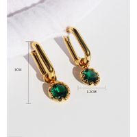 1 Pair Vintage Style Geometric Color Block Plating Inlay Brass Zircon Drop Earrings main image 2