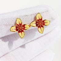1 Pair Cute Sweet Geometric Flower Plating Brass Ear Studs sku image 2