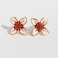 1 Pair Cute Sweet Geometric Flower Plating Brass Ear Studs sku image 1