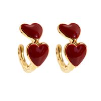1 Pair Elegant Sweet Geometric Heart Shape Enamel Plating Brass Ear Studs main image 4