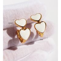 1 Pair Elegant Sweet Geometric Heart Shape Enamel Plating Brass Ear Studs main image 2
