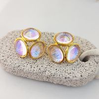 1 Pair Elegant Sweet Geometric Color Block Plating Inlay Opal Opal Ear Studs sku image 2