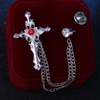 Casual Vintage Style Cross Alloy Zinc Inlay Rhinestones Men's Corsage Brooches sku image 2