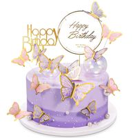 Birthday Fairy Style Cute Letter Butterfly Paper Birthday Cake Decorating Supplies main image 3