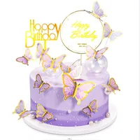 Birthday Fairy Style Cute Letter Butterfly Paper Birthday Cake Decorating Supplies sku image 7