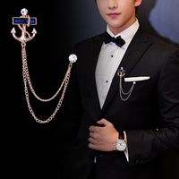 Casual Streetwear Anchor Zinc Inlay Rhinestones Men's Brooches main image 1