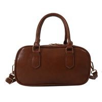 Women's Pu Leather Solid Color Elegant Oval Zipper Handbag sku image 1