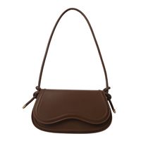 Women's Pu Leather Solid Color Streetwear Oval Flip Cover Shoulder Bag sku image 2