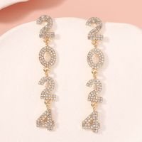 1 Pair Elegant Sweet Number Plating Inlay Zinc Alloy Rhinestones Drop Earrings main image 5