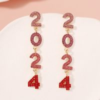 1 Pair Elegant Sweet Number Plating Inlay Zinc Alloy Rhinestones Drop Earrings sku image 1