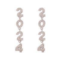 1 Pair Elegant Sweet Number Plating Inlay Zinc Alloy Rhinestones Drop Earrings main image 3