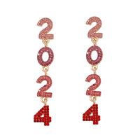 1 Pair Elegant Sweet Number Plating Inlay Zinc Alloy Rhinestones Drop Earrings main image 2