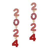 1 Pair Elegant Sweet Number Plating Inlay Zinc Alloy Rhinestones Drop Earrings main image 4