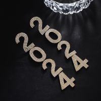 1 Pair Exaggerated Number Plating Inlay Alloy Rhinestones Drop Earrings main image 2