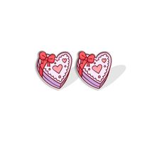 1 Pair Cute Cartoon Letter Heart Shape Epoxy Plastic Ear Studs sku image 3
