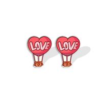 1 Pair Cute Cartoon Letter Heart Shape Epoxy Plastic Ear Studs sku image 4