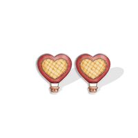 1 Pair Cute Cartoon Letter Heart Shape Epoxy Plastic Ear Studs sku image 1