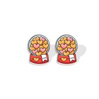 1 Pair Cute Cartoon Letter Heart Shape Epoxy Plastic Ear Studs sku image 6