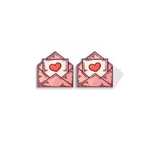 1 Pair Cute Cartoon Letter Heart Shape Epoxy Plastic Ear Studs sku image 14
