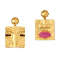 1 Pair Vintage Style Lips Square Plating Zinc Alloy Drop Earrings main image 5