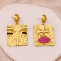 1 Pair Vintage Style Lips Square Plating Zinc Alloy Drop Earrings main image 1
