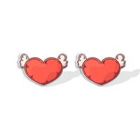 1 Pair Cute Cartoon Letter Heart Shape Epoxy Plastic Ear Studs sku image 16