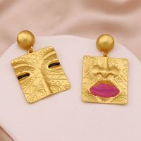 1 Pair Vintage Style Lips Square Plating Zinc Alloy Drop Earrings main image 3