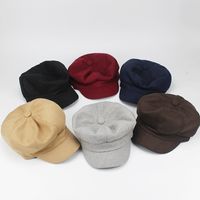 Women's Basic Solid Color Curved Eaves Beret Hat main image 1