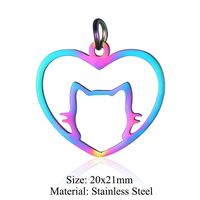Simple Style Heart Shape Cat Stainless Steel Polishing Plating Jewelry Accessories sku image 23