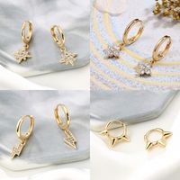 1 Pair Casual Elegant Geometric Cross Lightning Inlay Copper Zircon 14k Gold Plated Drop Earrings main image 9