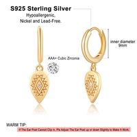 1 Pair Casual Elegant Geometric Cross Lightning Inlay Copper Zircon 14k Gold Plated Drop Earrings main image 6