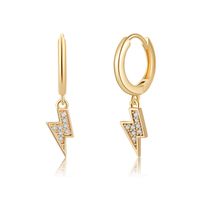 1 Pair Casual Elegant Geometric Cross Lightning Inlay Copper Zircon 14k Gold Plated Drop Earrings sku image 4