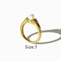 French Style Simple Style Solid Color Stainless Steel Plating Inlay Artificial Pearls 18k Gold Plated Rings sku image 1