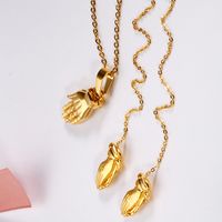 304 Stainless Steel 18K Gold Plated Casual Simple Style Irregular Plating Palm Earrings Necklace main image 4