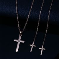 304 Stainless Steel 18K Gold Plated Simple Style Plating Cross Earrings Necklace main image 3