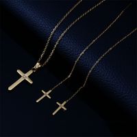 304 Stainless Steel 18K Gold Plated Simple Style Plating Cross Earrings Necklace main image 4