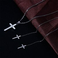 304 Stainless Steel 18K Gold Plated Simple Style Plating Cross Earrings Necklace main image 5
