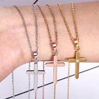 304 Stainless Steel 18K Gold Plated Simple Style Plating Cross Earrings Necklace main image 6