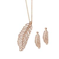 304 Stainless Steel 18K Gold Plated Casual Simple Style Plating Hollow Out Inlay Leaf Zircon Earrings Necklace main image 3