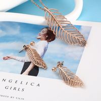 304 Stainless Steel 18K Gold Plated Casual Simple Style Plating Hollow Out Inlay Leaf Zircon Earrings Necklace main image 4